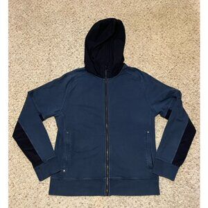 Lululemon Men's Black Iris Blue Studio Full Zip Hoodie Size Medium Worn